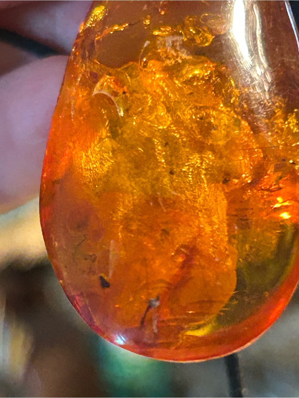 Poland Vintage Baltic Amber Insect Fossil Inclusion Huge Teardrop Pendant - Picture 17 of 17